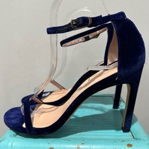 Stuart Weitzman NudistSong Ankle Strap Sandal Blue Suede Size 7.5 Dust Bag
